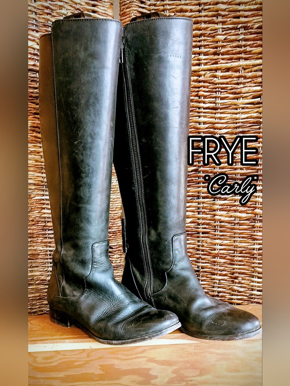 Frye Carly Womens Black Tall Leather Riding Boots Size 8 Made In Mexico